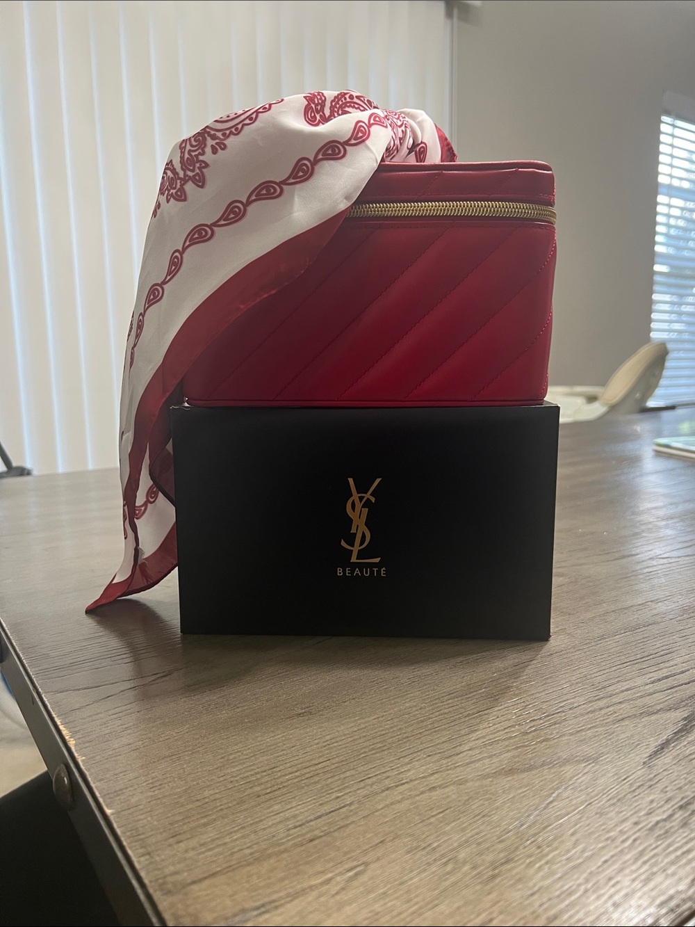 YSL Red Quilted Vanity Case